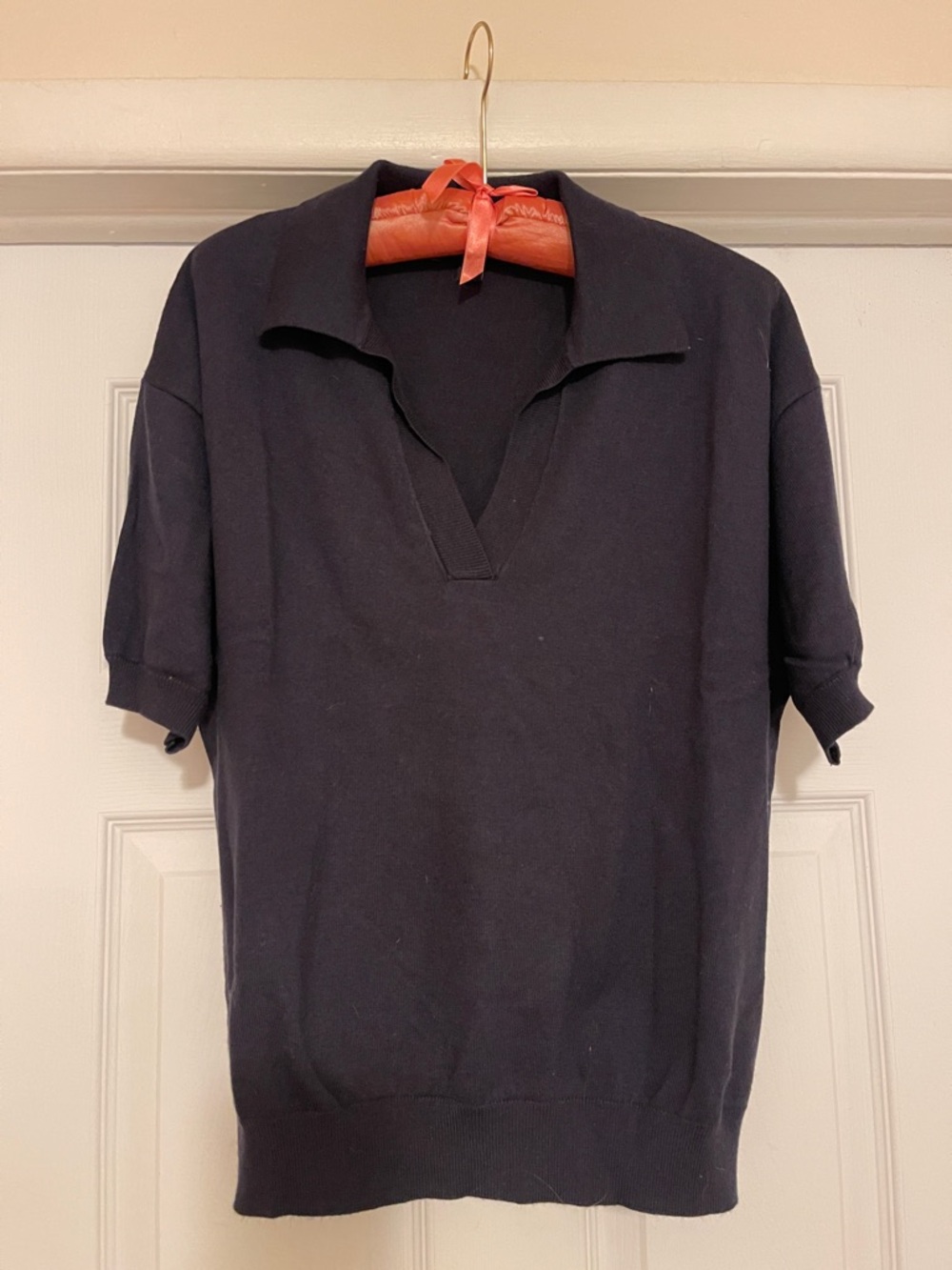 Classic Navy Short-Sleeve Polo Sweater